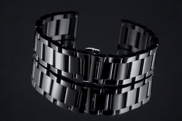 手表配件代用钢色/黑色男表带 蝴蝶双按扣钢带18 20 22mm