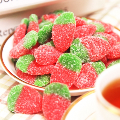 【李雷与韩梅梅】西班牙橡皮糖草莓形软糖145g办公室零食满58包邮