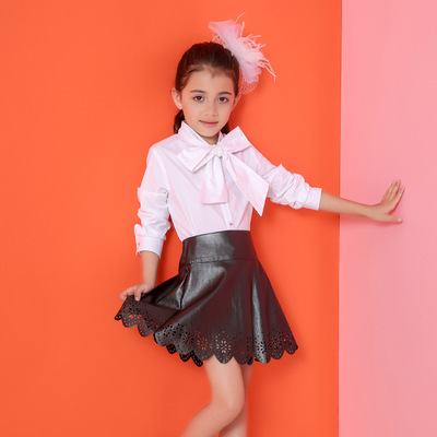 candydoll 女童短裙2016秋季新款童裙 韩版潮范女童pu