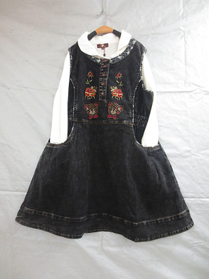 正品琦三上野熊2015秋装新款大码女装牛仔绣花无袖背心裙19085