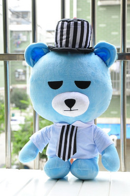 大号bigbang 塔普top韩国明星熊 蓝色熊公仔毛绒玩具