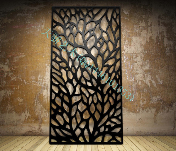 玄关镂空屏风隔断 会所酒吧时尚简约屏风高隔断 铁艺烤漆金属屏风