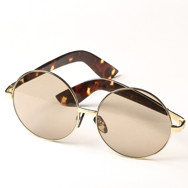 纯天然水晶眼镜水晶 石头眼镜复古圆形茶色平光太阳镜加大号镜架