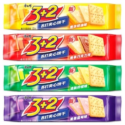 康师傅3 2苏打夹心饼干125克*2休闲零食 下午茶点心