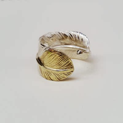 高桥吾郎goros羽毛戒指先金下金戒指goros手工复刻纯银开口指环