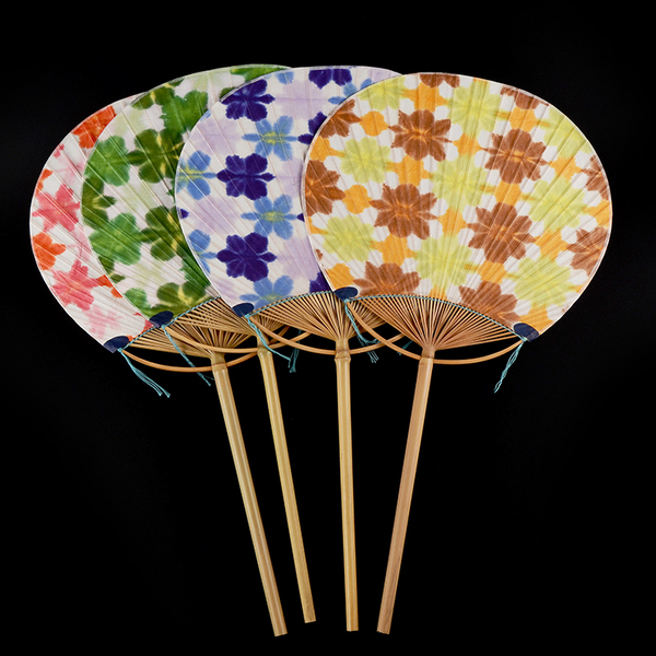 日本进口阿波和纸扇 雪花染团扇 全手工限量版 竹扇 日式和风扇子