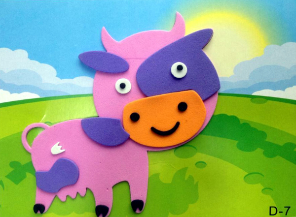 d小号入门级儿童eva贴画3d立体贴画贴纸diy手工制作:小牛07