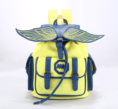 立体翅膀双肩皮包虎妈猫爸罗茜茜同款书包学生背包撞色拼接天使包