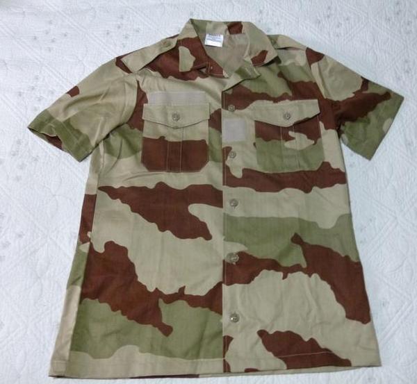 法军公发正品军版f2沙漠色短袖衬衫,夏季休闲衬衫,户外军装-帅