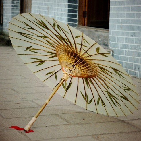 古代古典防雨防晒舞蹈道具老式雨伞手工艺实用型真竹叶油纸伞包邮