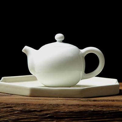 心悟堂 景德镇白瓷小茶壶 陶瓷泡茶壶 普洱茶壶 单壶可定制底款