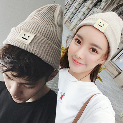 秋冬季新款女士韩版休闲潮毛线帽针织帽子保暖男情侣纯色学生冬天