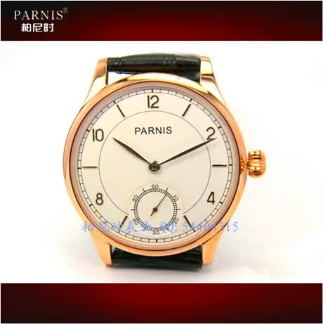 parnis柏尼时机械表 葡萄牙款海鸥st3621琼斯剑玫瑰金男士手表