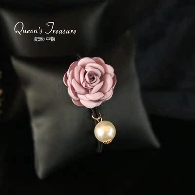 妃池中物 韩国精品发饰头饰 花朵布艺珍珠发圈