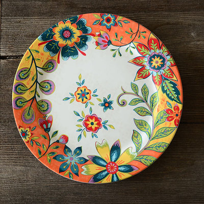 彩绘陶瓷|陶瓷|10.8寸西餐盘|盘子可做装饰盘挂盘 dp2 做旧