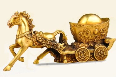 精品马拉元宝铜马铜器工艺摆件黄金万两招财吉祥物商务礼品马拉车