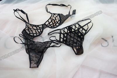 2015维多利亚的秘密薄蕾丝性感网格文胸内衣套装70c70d75b75c80c