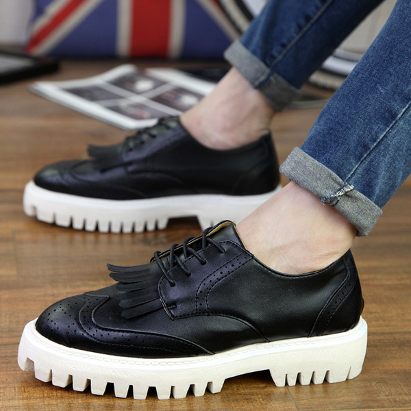 刘德华厚底潮鞋欧美时装鞋松糕鞋英伦男鞋子时尚男士增高休闲皮鞋