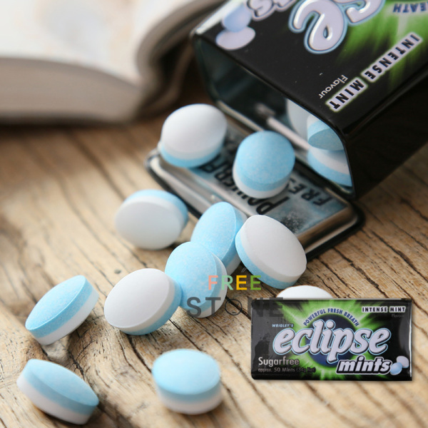 强劲提神戒烟糖eclipse易极无糖薄荷糖墨绿铁盒超凉劲爆进口糖果