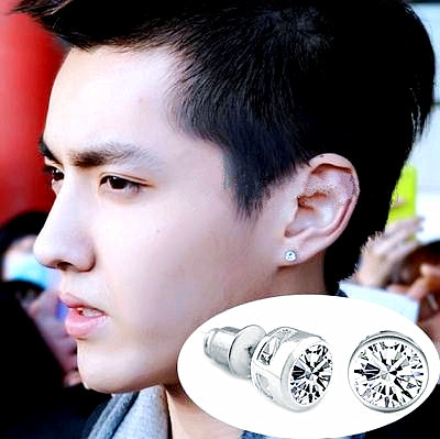 s925纯银耳饰 男士耳钉 时尚韩版单只潮男个性 吴亦凡耳钉饰品