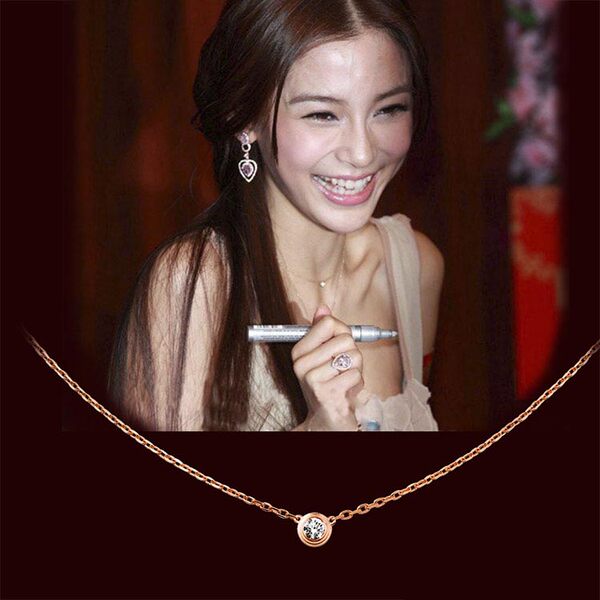 明星同款韩版18k玫瑰金单钻项链女夏短款颈链锁骨链吊坠配饰礼物