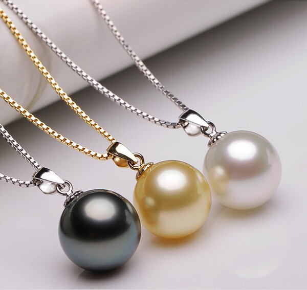 天然大溪地黑珍珠吊坠 18k金海水黑珍珠项链正圆 送妈妈-淘宝台湾