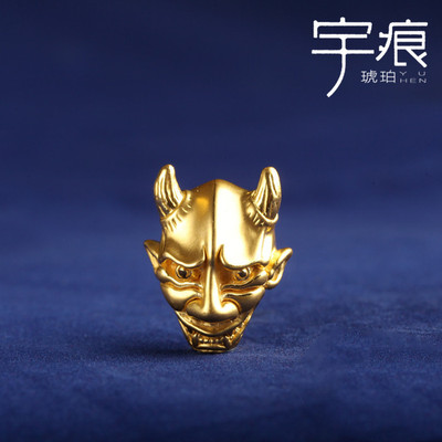 宇痕琥珀 999足金黄金3d硬金般若波罗蜜三通佛头纯金藏式diy配件