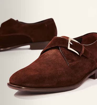 西班牙代购 massimodutti 男士2月限量版搭扣反绒皮鞋 6061022