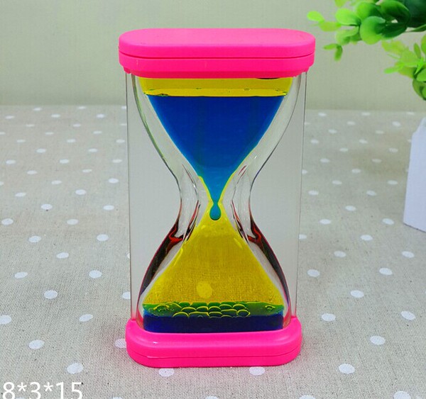 新款 双色沙漏 亚克力彩色液体水油滴漏 创意家居摆件 七夕礼物