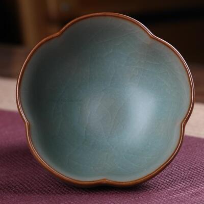 台湾晓芳窑 蔡晓芳 粉青梅花杯 汝窑茶杯 开片 茶杯品杯正品现货