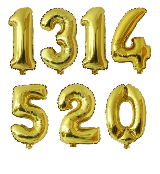 16寸数字铝膜气球结婚典礼生日派对现场装饰布置用品充气数字气球