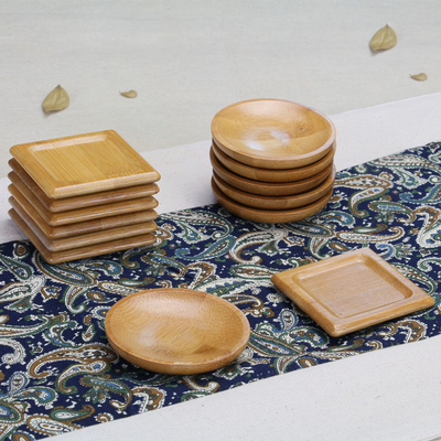 品茗杯垫竹茶杯垫子隔热垫杯子垫天然竹子圆形方形杯托特价配件