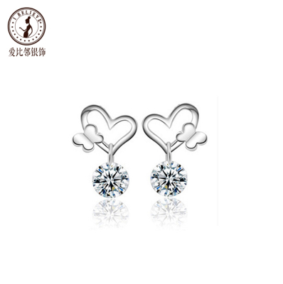 I believe(爱比邻) 碟吻925银耳钉微镶耳环小清