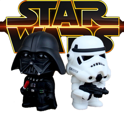 卡通星球大战摇头公仔车内饰 创意汽车摆件可爱q版黑武士白兵手办