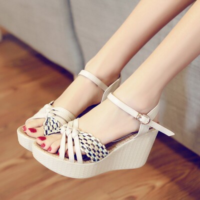 夏新款lena高跟坡跟女凉鞋