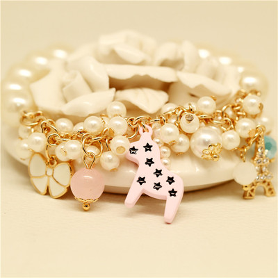 限量韩国精美甜美可爱小马珍珠手链手串女韩版百搭时尚手饰小饰品
