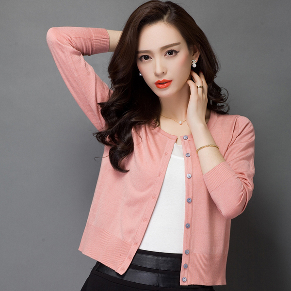 2015新款秋季女装大码桑蚕丝薄开衫 女唯品会正品宽松针织衫外套