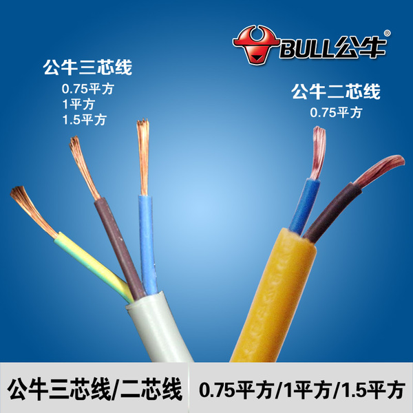 正品牌公牛插座電線連接電源線三芯線0.75平方1平方1.5平方