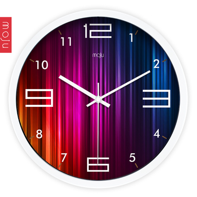 moju正品挂钟 创意时尚艺术现代彩色绚丽挂钟 客厅静音时钟石英钟