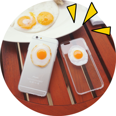 包邮 原宿软妹小清新煎蛋荷包蛋iphone6 plus 5s手机壳食物手工套