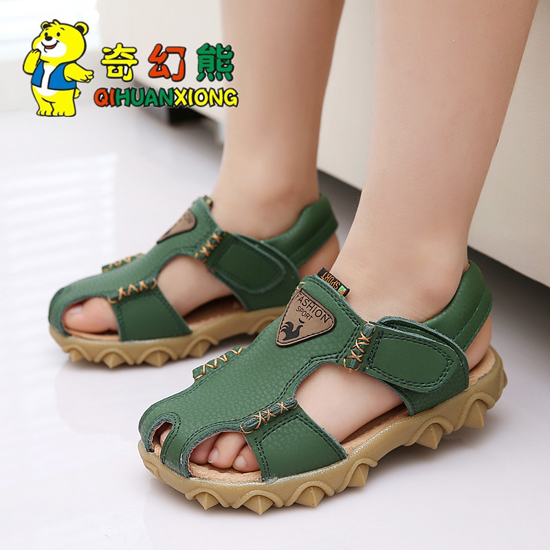 Children leather sandals summer sandals Korean students shoes tendon at the end leather boys sandals Baotou