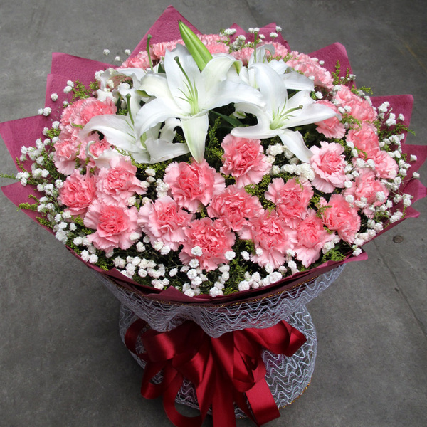 康乃馨花束南阳七里香鲜花送母亲送老师生日祝福温馨南阳同城速递