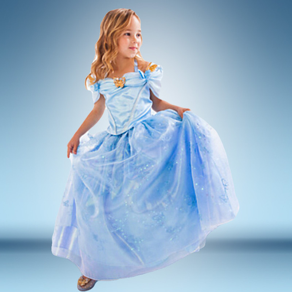2015灰姑娘礼服cinderella girls princess dress blue costume
