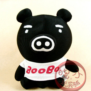 黑白猪/boobo波波站猪 顺滑面料粒子填充 公仔/布偶/玩偶