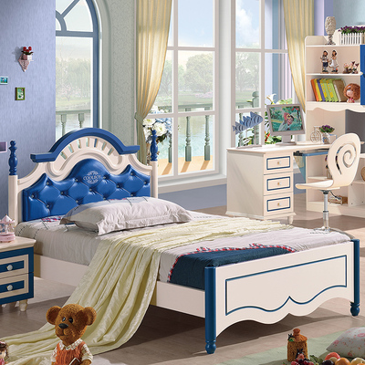 实木儿童家具 儿童床 王子床公主床青少年卧室组合四件套房小孩床