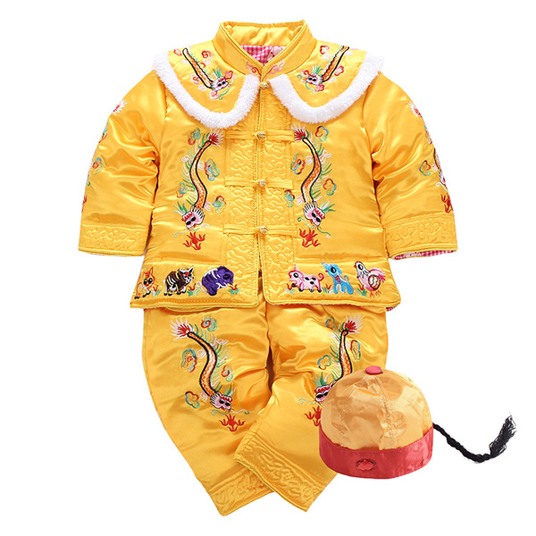 小杰布艺婴儿童唐装棉衣手工龙服套装男宝阿哥服新年服特价包邮中