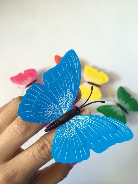 (红蓝双层吸盘蝴蝶)手机珠宝眼镜店柜台装饰品/家用摆设/小饰品