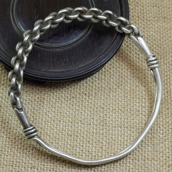 清代 三绞丝老银手镯手环手饰银饰首饰银器 超大丰满者福音 带款