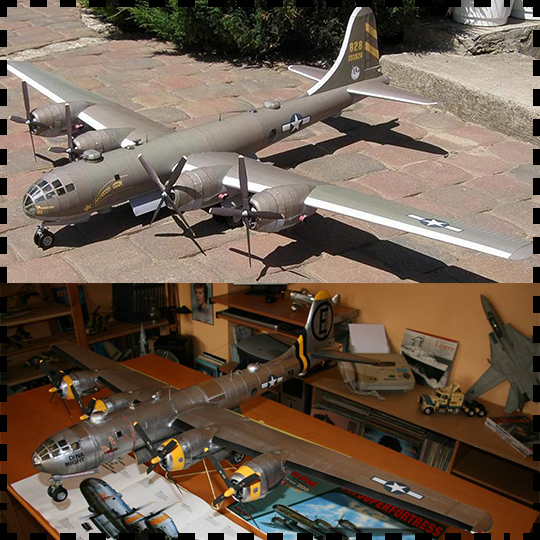 美國b29超級空中堡壘轟炸機 紙模型 1:33飛機模型 軍武宅 手工diy