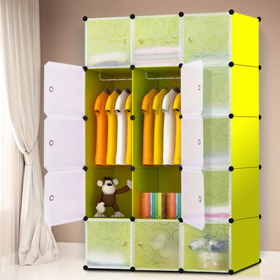 国靖简易衣柜设计拼接组合收纳柜 单人宿舍树脂塑料衣橱现代简约